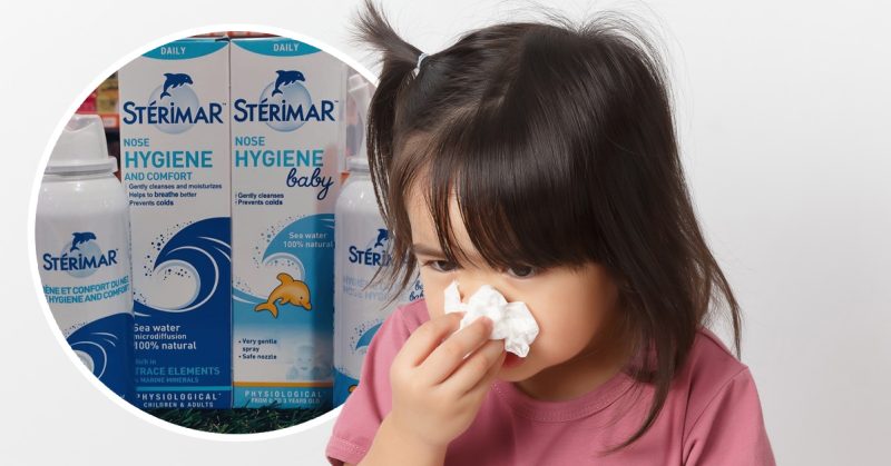 Gambar botol Sterimar untuk bayi, membantu menyelesaikan masalah hidung tersumbat pada bayi