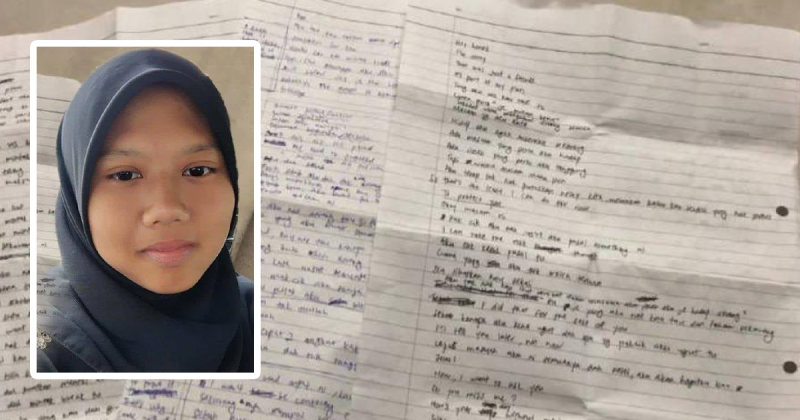 Ahli keluarga temui tiga keping surat yang mengandungi perancangannya untuk melarikan diri bersama lelaki berasal dari Selangor itu.