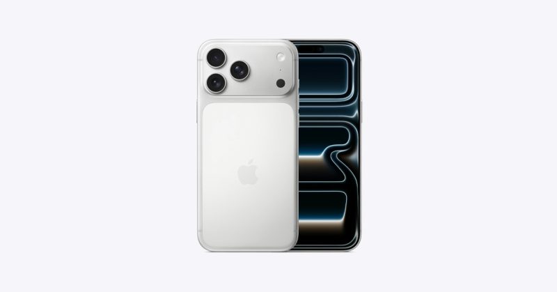 Imej iPhone 17 dalam warna putih dengan paparan skrin Super Retina XDR dan tiga kamera belakang.