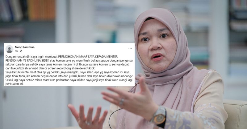 Permohonan maaf dari seorang wanita kepada Menteri Pendidikan.