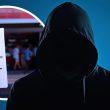 Seorang individu bertudung hitam berdiri dalam bayangan gelap dengan imej tiket nombor ekor di latar, menggambarkan isu duit hasil judi haram dan rasa bersalah selepas menang RM500K.