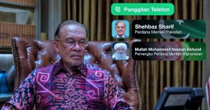 Perdana Menteri Datuk Seri Anwar Ibrahim sedang berbual melalui panggilan telefon dengan pemimpin Pakistan dan Afghanistan mengenai usaha damai serantau.