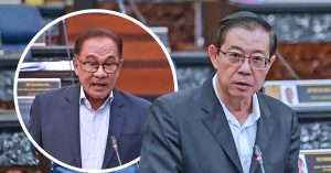 Perdana Menteri Anwar Ibrahim dan Pengerusi DAP Lim Guan Eng berucap di Parlimen ketika isu larangan alkohol di sekolah menjadi perdebatan.