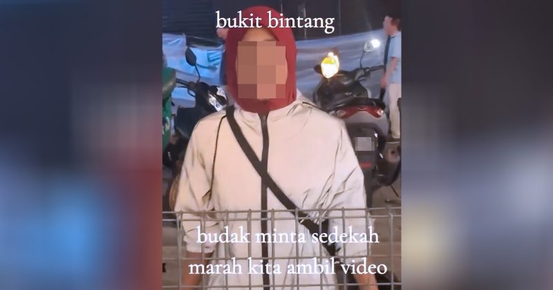 Remaja tudung merah marah dirakam minta sedekah di Bukit Bintang