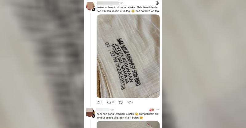 Isu pengakuan terembat kain hospital sejak bersalin yang mencetuskan kecaman netizen.