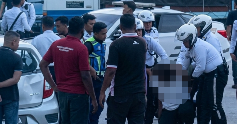 Kenderaan rosak selepas insiden langgar lari melibatkan anggota trafik di Kuala Lumpur