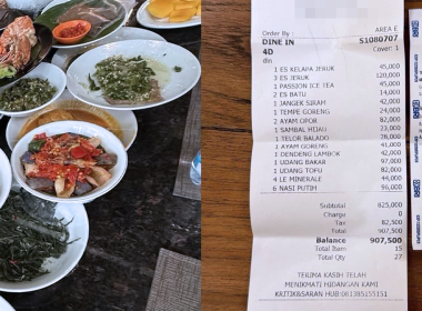 Resit kedai makan sebuah restoran terkenal di Jakarta