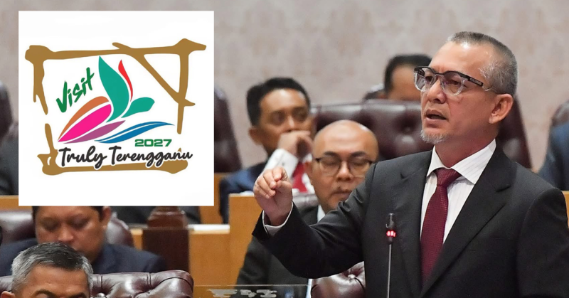 Logo baharu kempen pelancongan Visit Truly Terengganu 2027 yang menampilkan simbol penyu sebagai ikon negeri.