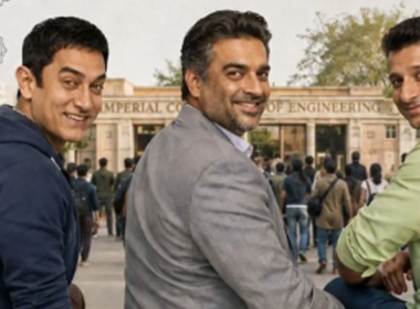 Aamir Khan, R Madhavan dan Sharman Joshi dalam filem 3 Idiots