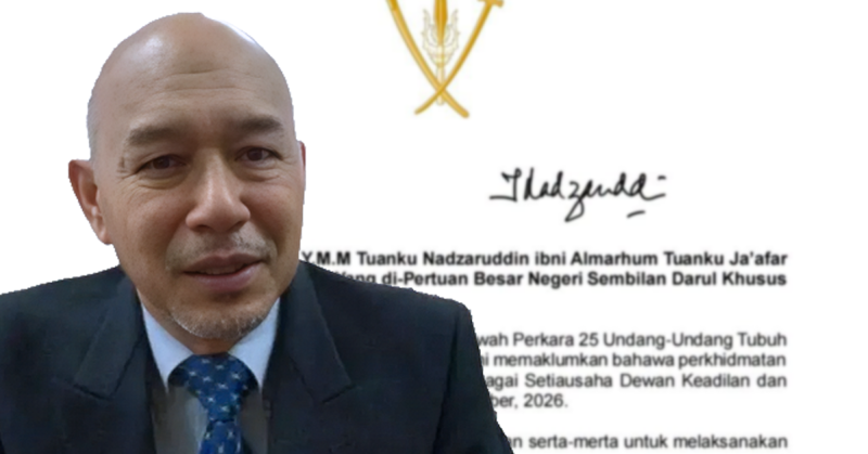 Warkah penamatan perkhidmatan Raja Norazli sebagai Setiausaha DKU Negeri Sembilan.